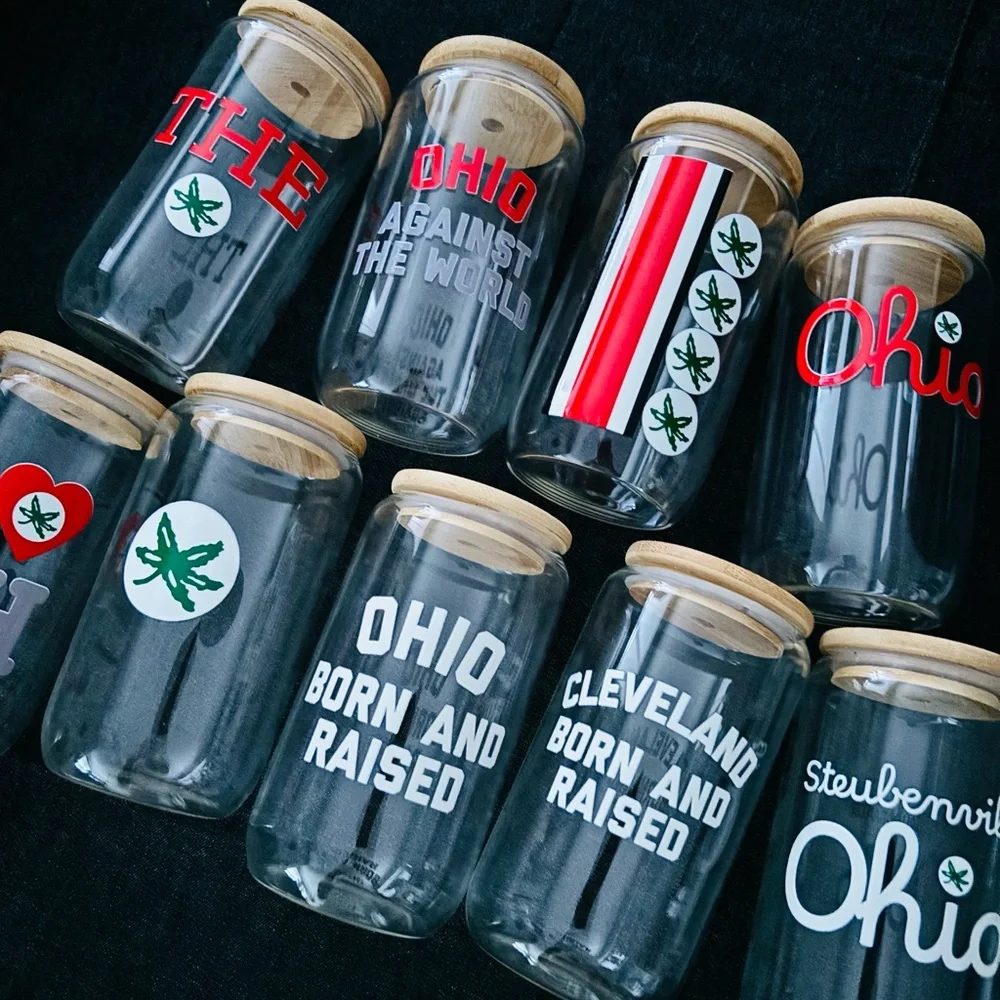 ⭕️🏈🏟 1 GLASS - Ohio State custom beer glass with lid - Picture 4 of 5